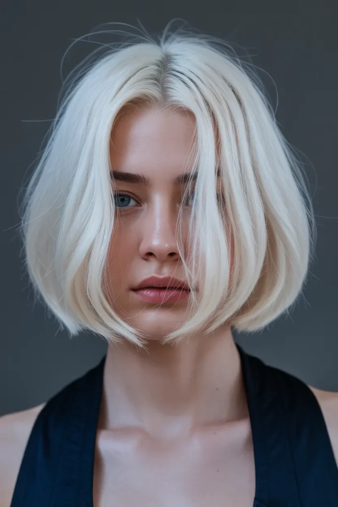 Icy Platinum Blonde Bob