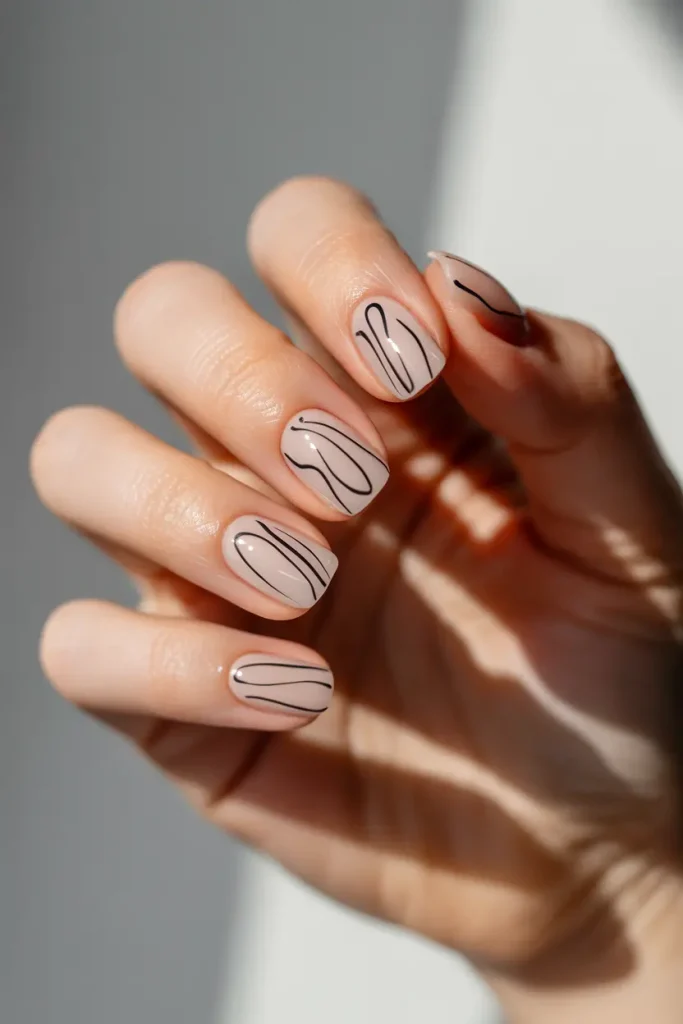 Minimal Line Art Nails