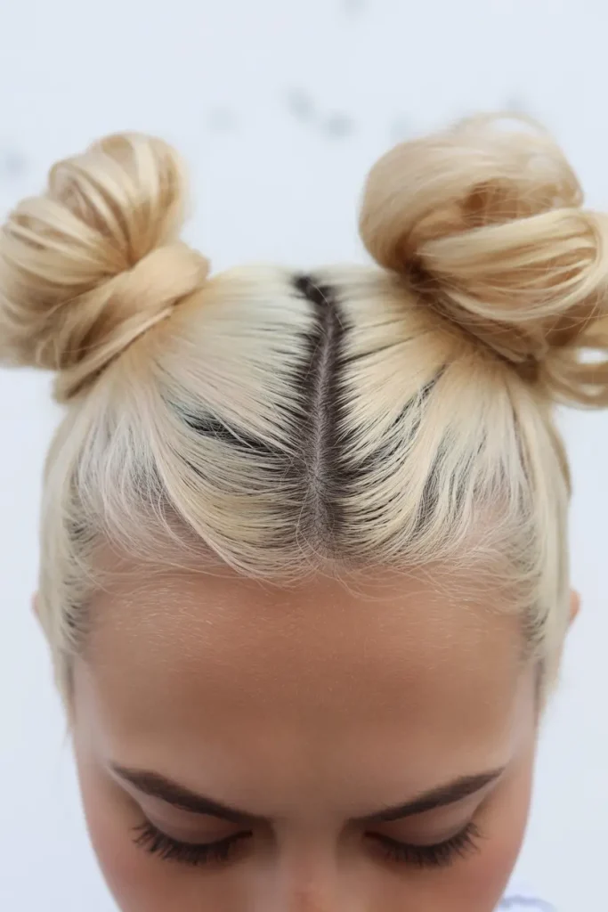Platinum Blonde Space Buns