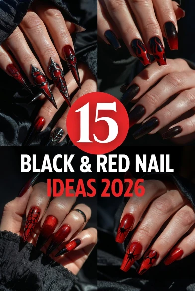 15 Black & Red Nail Ideas 2026