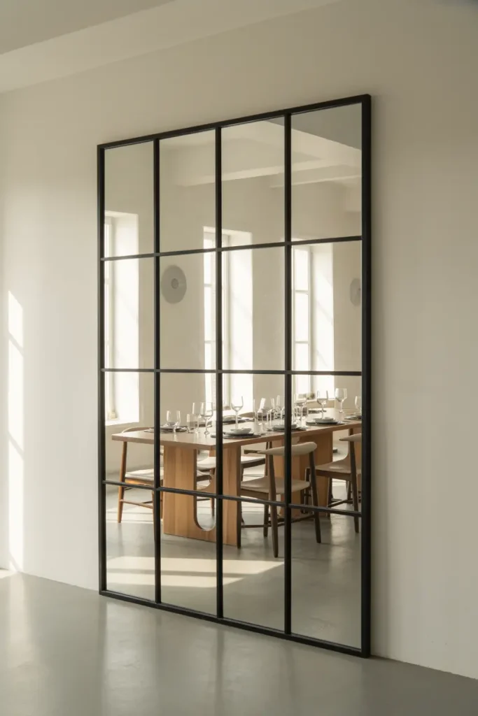 Black Framed Industrial Mirror