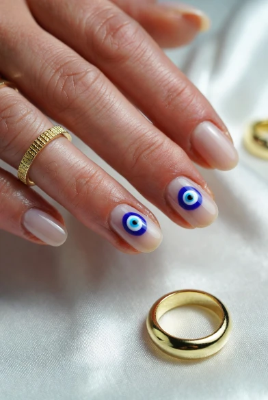Blue Evil Eye Accent Nails