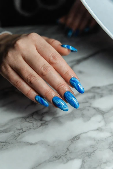 Blue Marble Nails