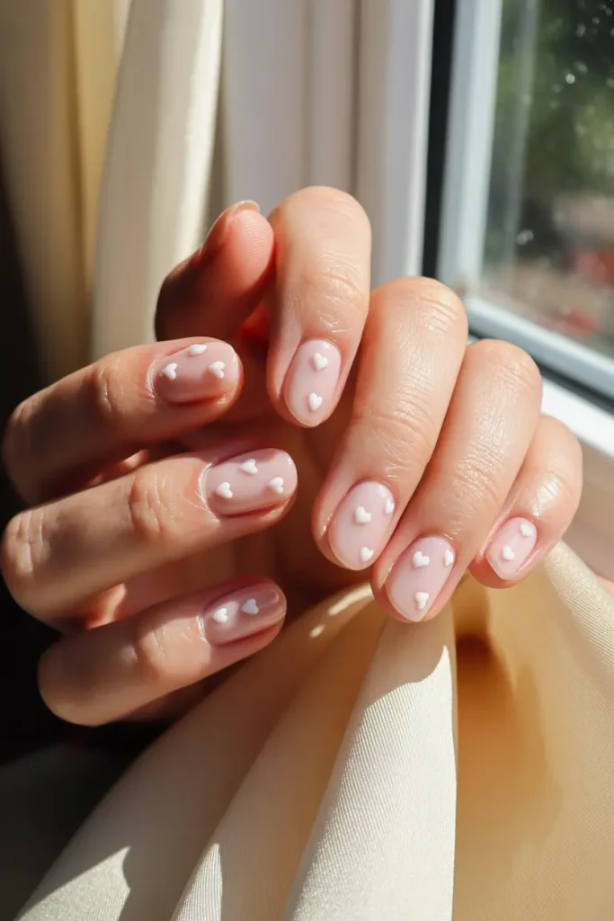 Blush Pink with Tiny Hearts