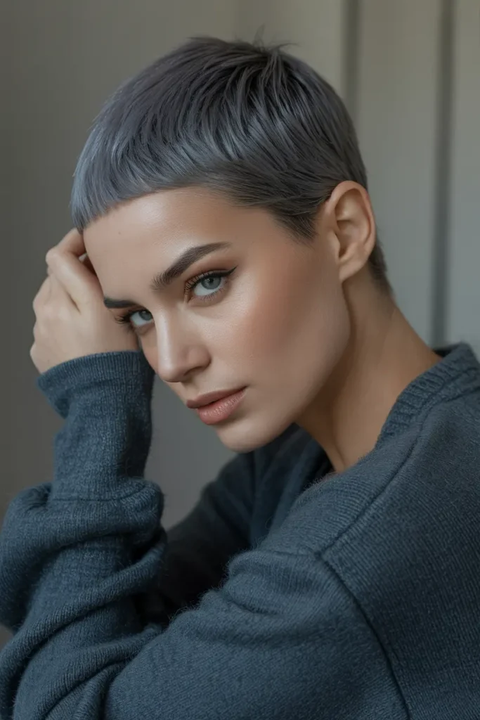 Charcoal Gray Tapered Pixie