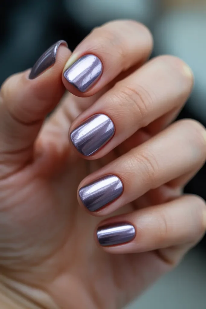 Chrome Nails in Soft Lavender