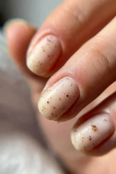 Creamy Oat Speckled Nails