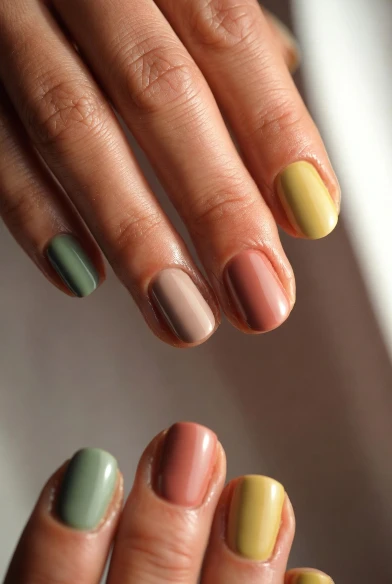 Earthy Mixed Color Nails (Skittle)