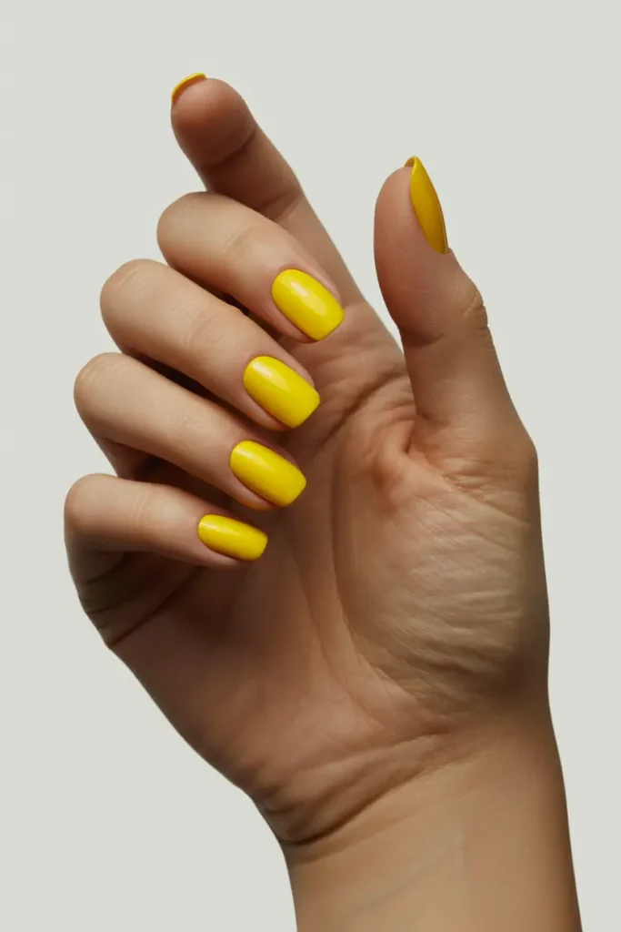 Electric Yellow Glossy Nails