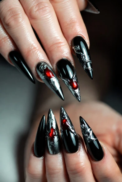 Gothic Armor Stiletto Nails