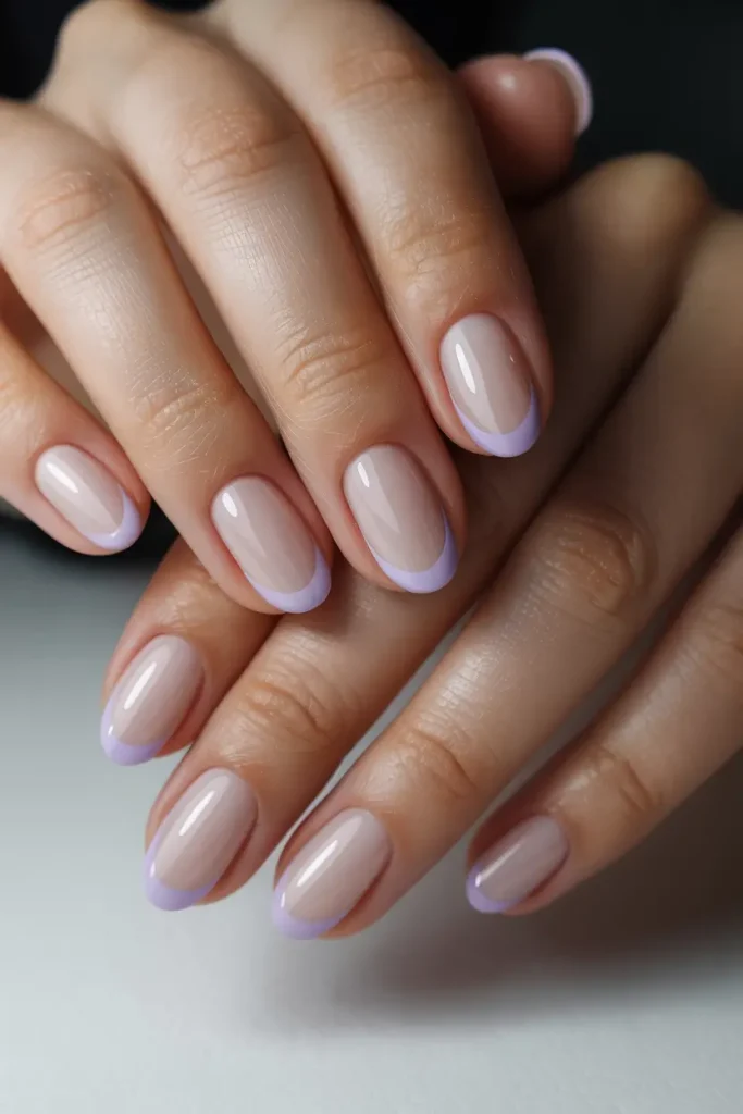 Lavender French Tips with a Matte Base