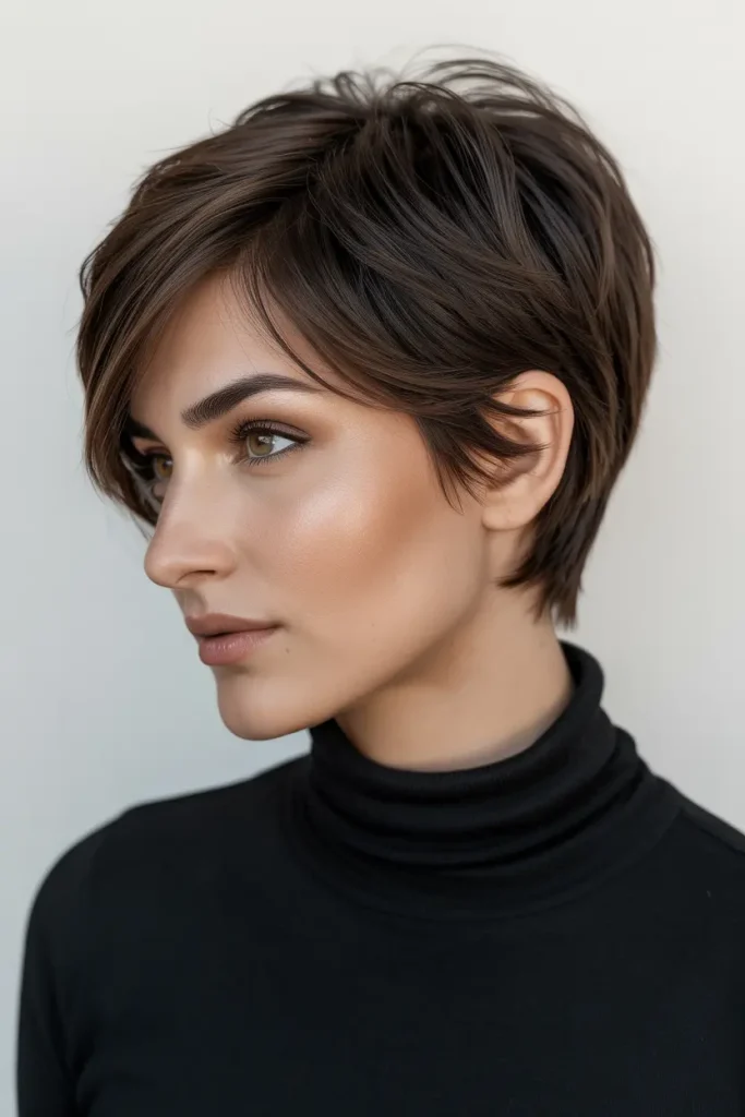 Layered Nape Pixie with Soft Black