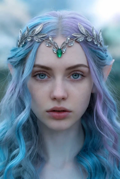 Mystic Elf Witch Waves in Blue and Lavender