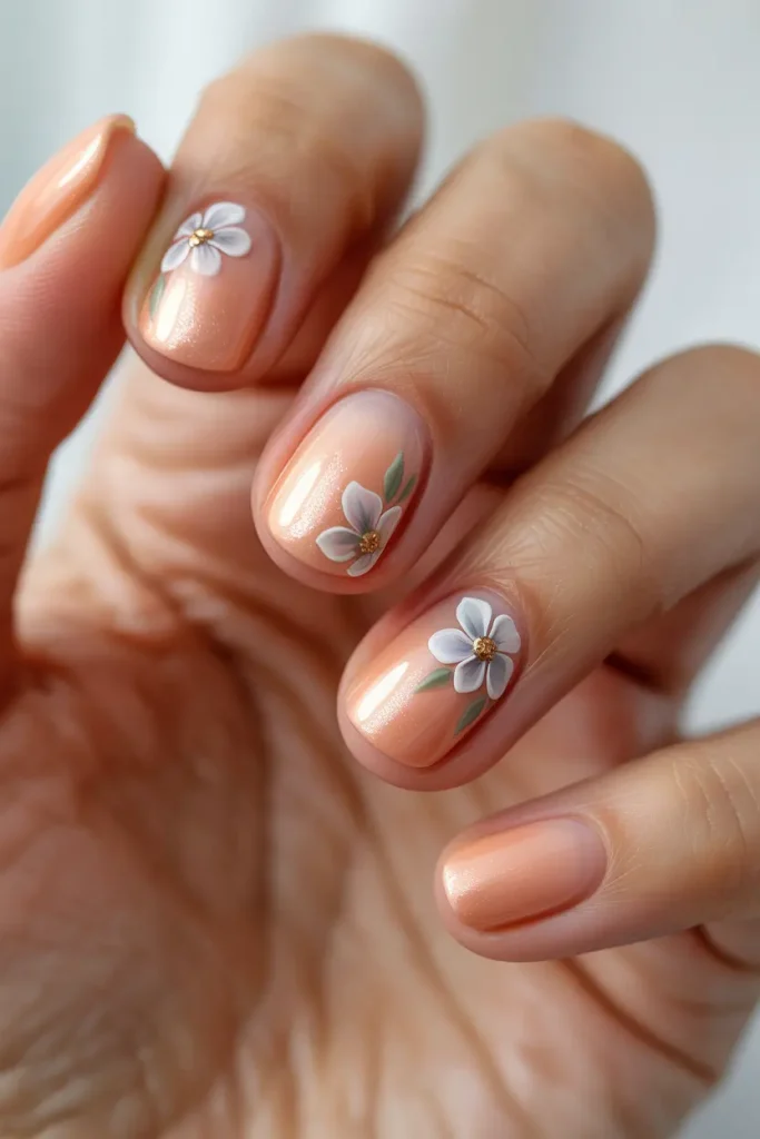 Peachy Nude with Floral Accents