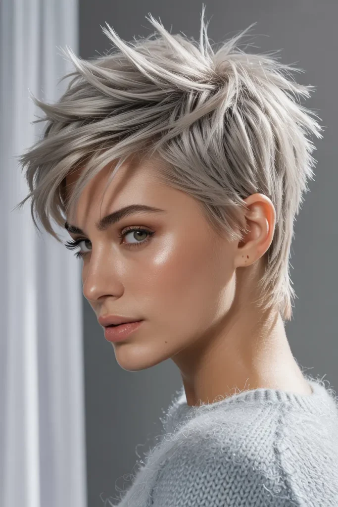 Silver Blonde Spiky Pixie