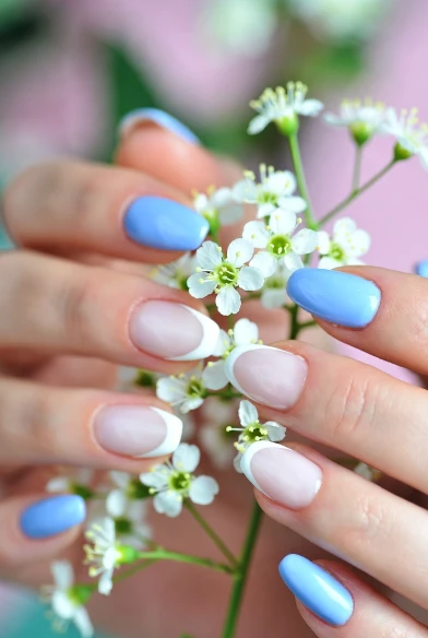 Sky Blue French Tip Nails