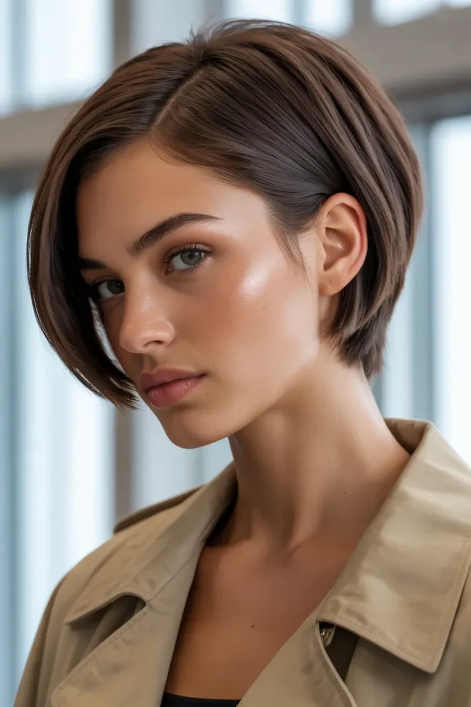 Sleek Long Pixie with Espresso Brown 