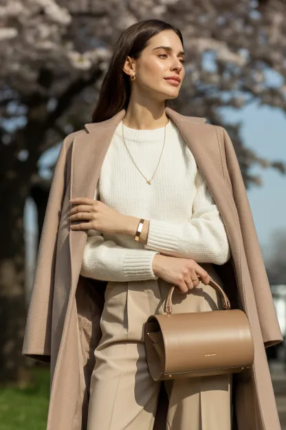 Soft Knitwear With Neutral Trousers