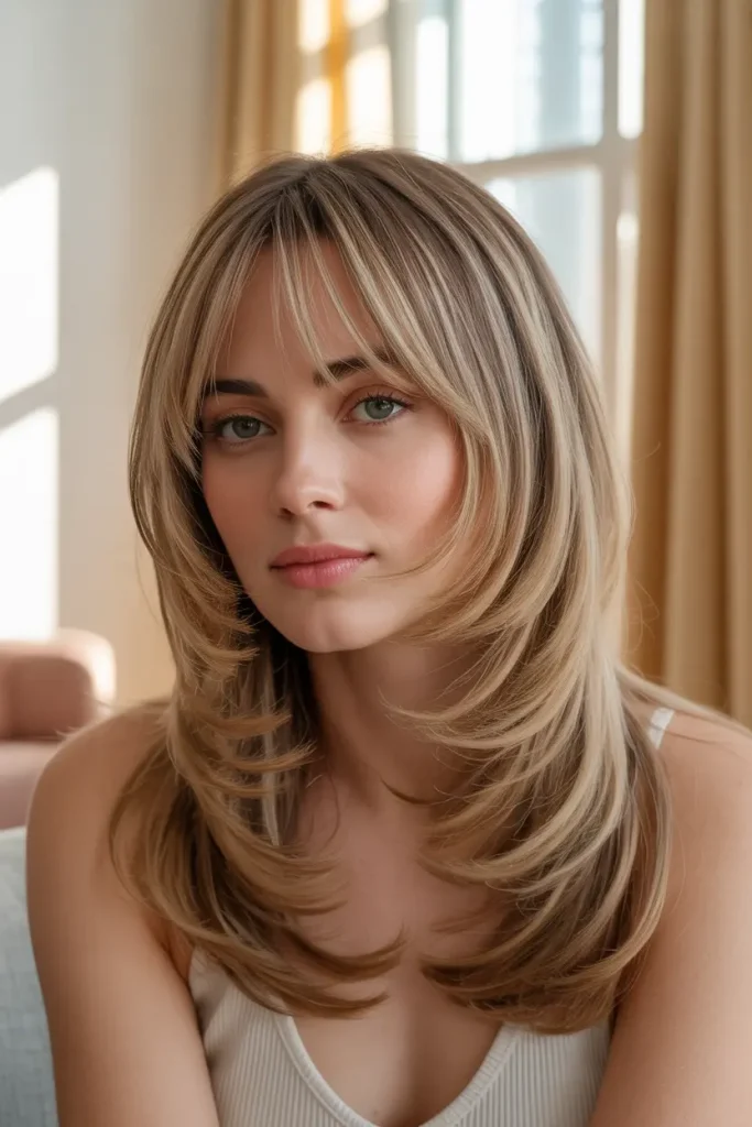 Soft Layers with Curtain Bangs