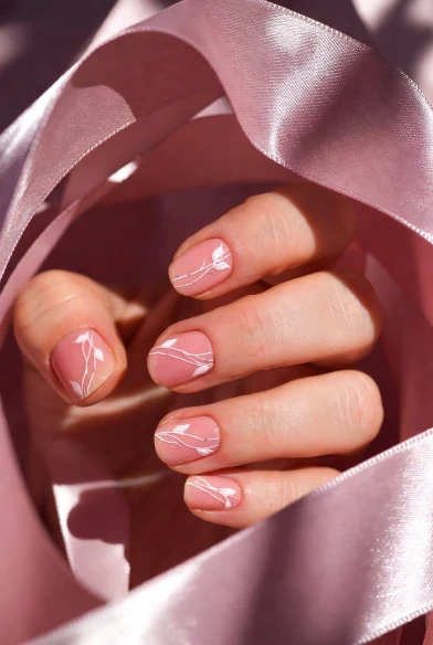 Soft Pink and White Pattern Nails