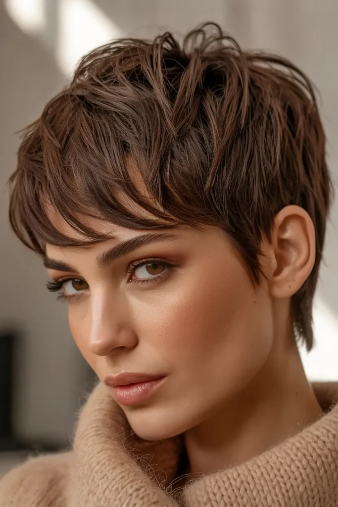 Textured Brunette Volume Pixie