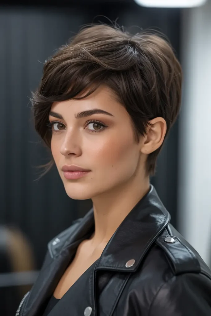 Textured Crown Pixie with Black-Brown 