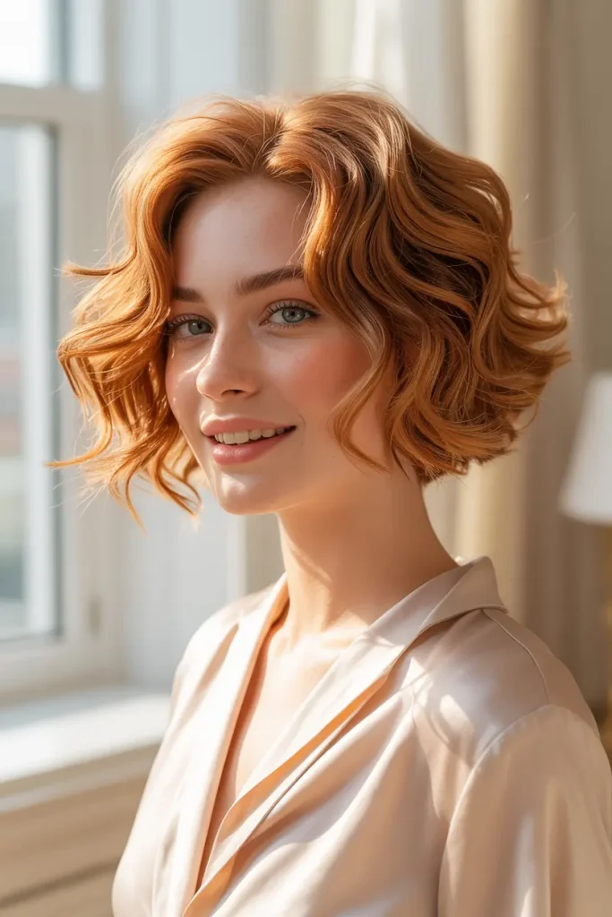 Wavy Long Pixie with Light Auburn
