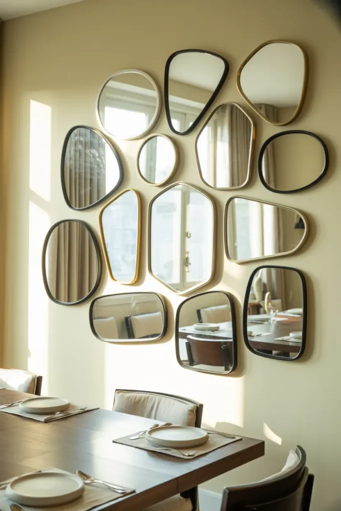 Gallery Wall of Small Mirrors