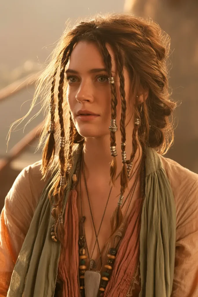 autumnal witch braids for medium hair with warm earthy tones