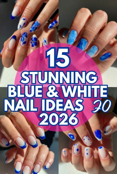 Blue and White Nail