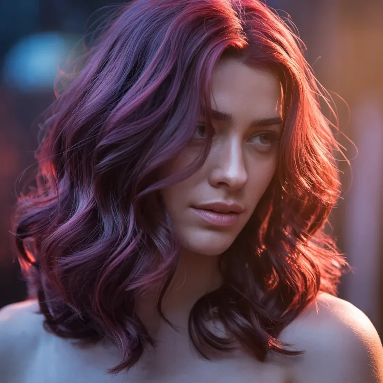 medium witchy hairstyle with deep plum waves