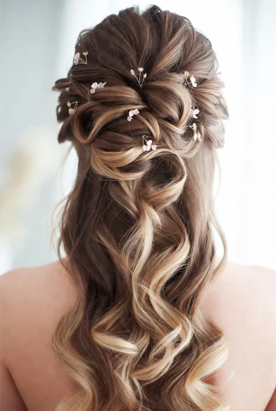 Floral Pin Half Up Prom Hair
