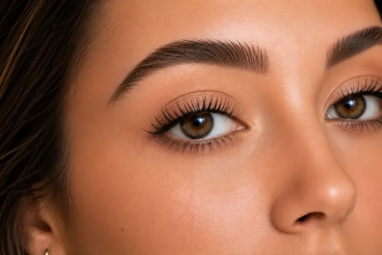5-minute eye makeup look — feathery separated lash definition with lengthening mascara and lash comb technique