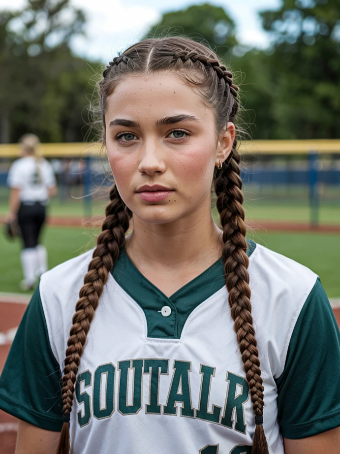 Cute double Dutch braids hairstyle for softball games and practice
