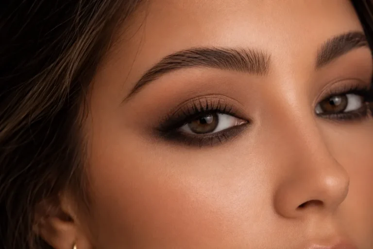 5-minute eye makeup look — smudged pencil liner smoky eye with taupe shadow and mascara