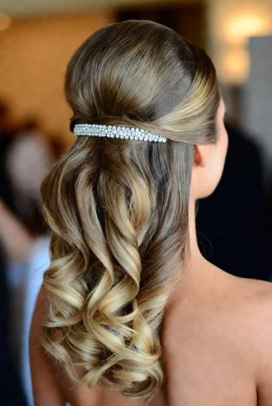 Sparkly Barrette Half Up Glam Hair