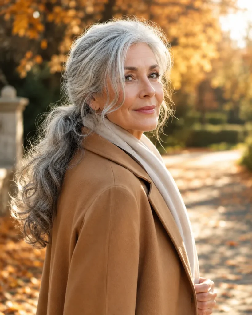 Low Silver Wavy Ponytail Outdoor