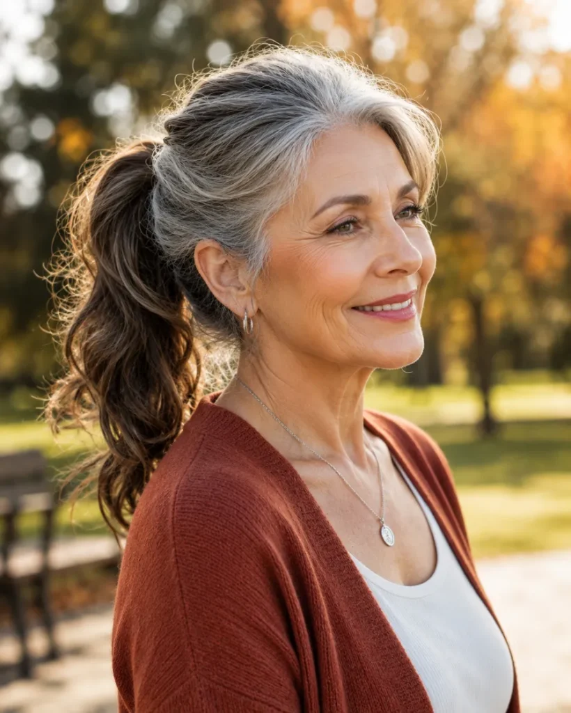 Gray Root Blend Mid Ponytail