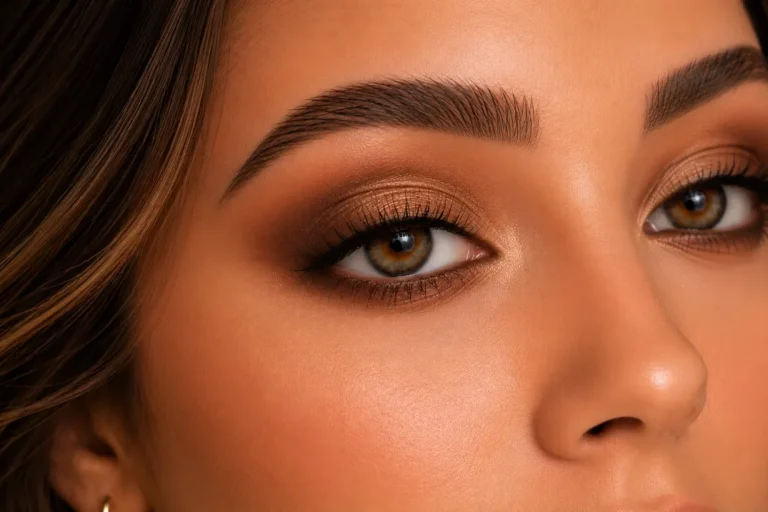 5-minute eye makeup look — warm brown monochromatic eye with caramel lid and espresso crease