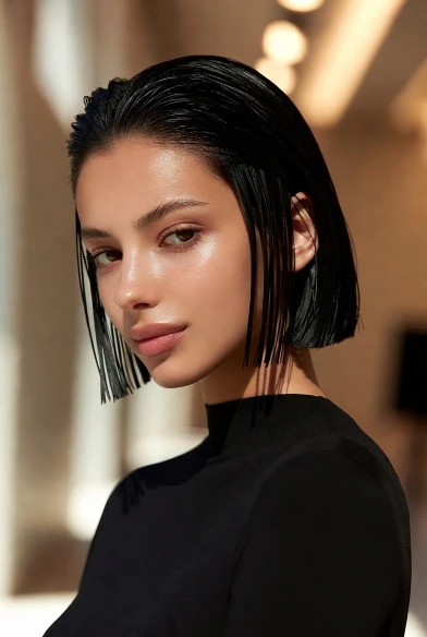 Hydro-bob with sleek finish for a fashionable spring look.