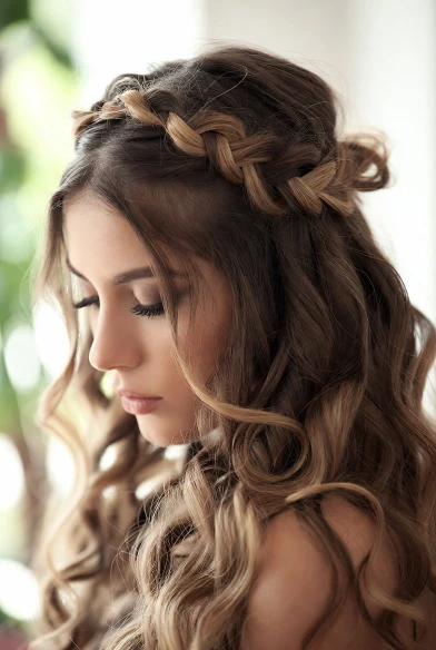 Beautiful braided crown hairstyle for daily casual wear.