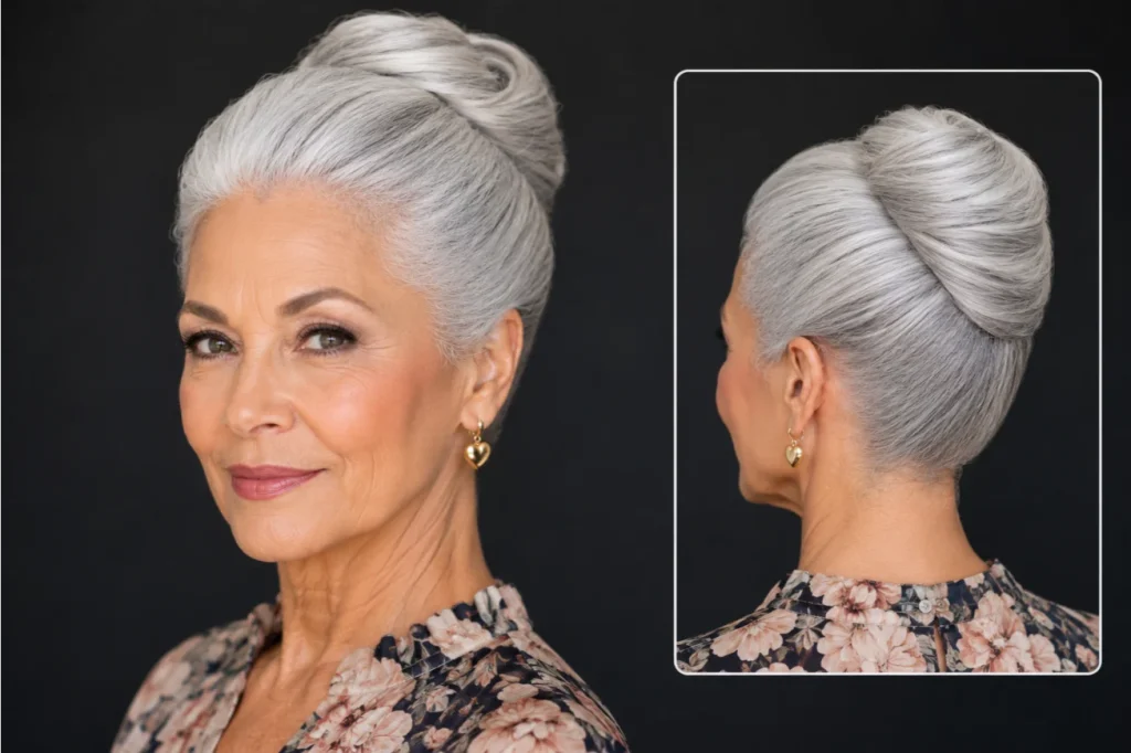 Graceful Silver French Twist Bun