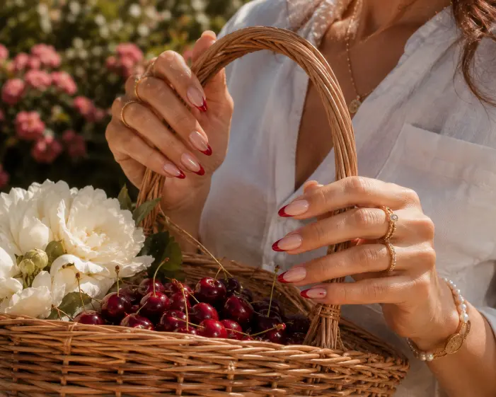 Classic Cherry Red French Tips