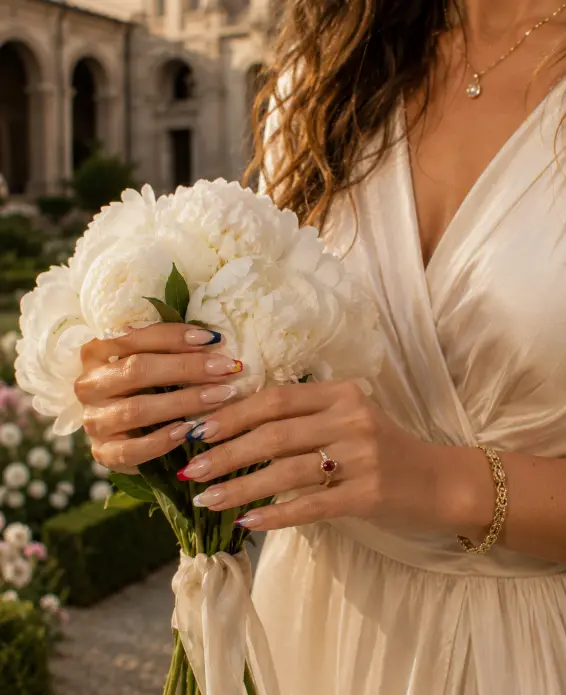 Almond Patriotic French Tips