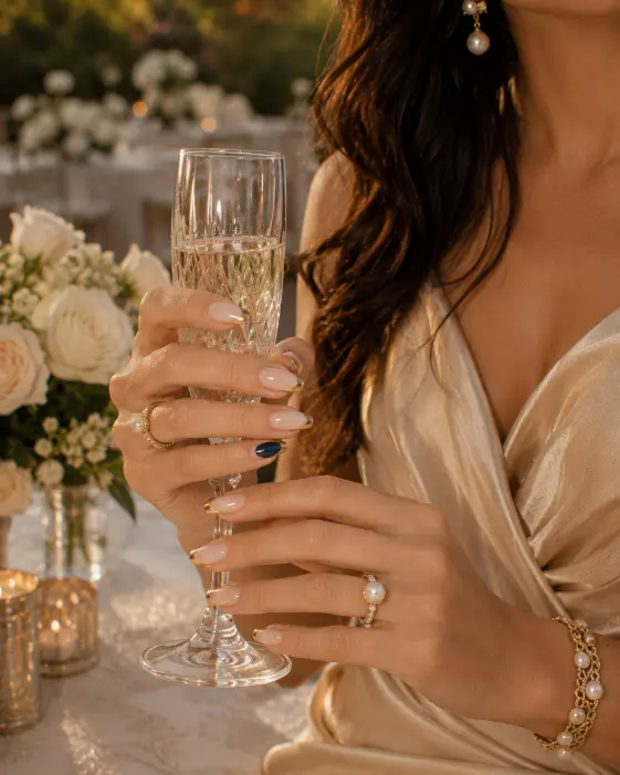 Pearl and Gold French Tips