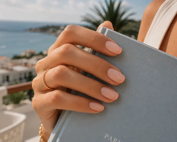 Apricot Micro French Nails