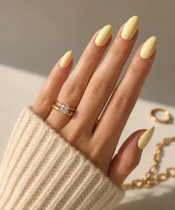 Butter Yellow Almond Nails
