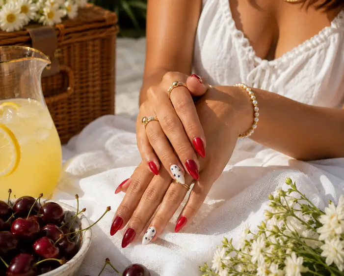 Cherry Gloss Americana Nails