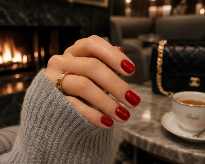 Classic Red Short Nails