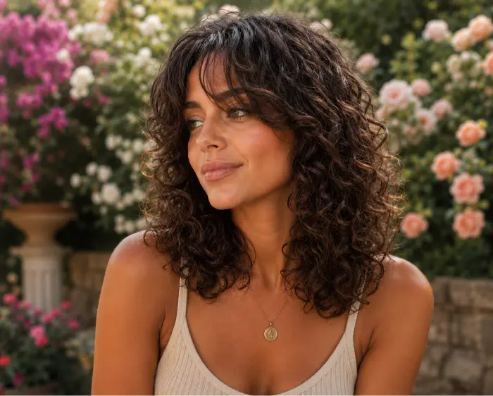 Curly Hair With Curtain Bangs